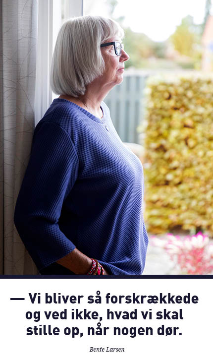 Portræt af Bente Larsen, der har mistet sin mand